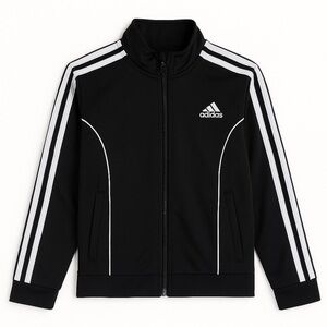 Adidas Kids Retro Track Jacket Black White Zip Up Sporty Athleticwear Size 14